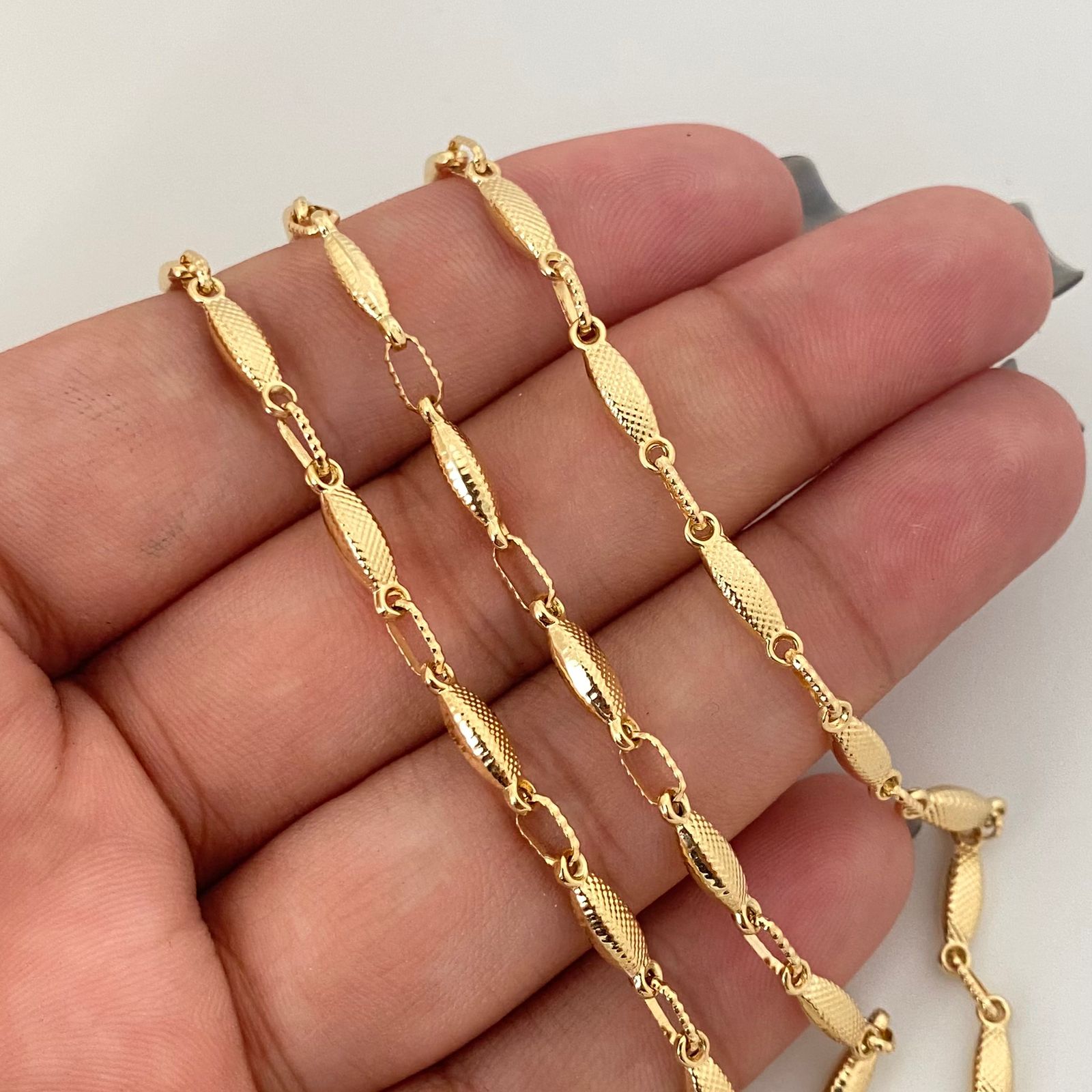 Cadena rustica barriles diamantados Oro amarillo 18k 10,05 Gr / 3,3 mm / 60 Cm Broche 0,60