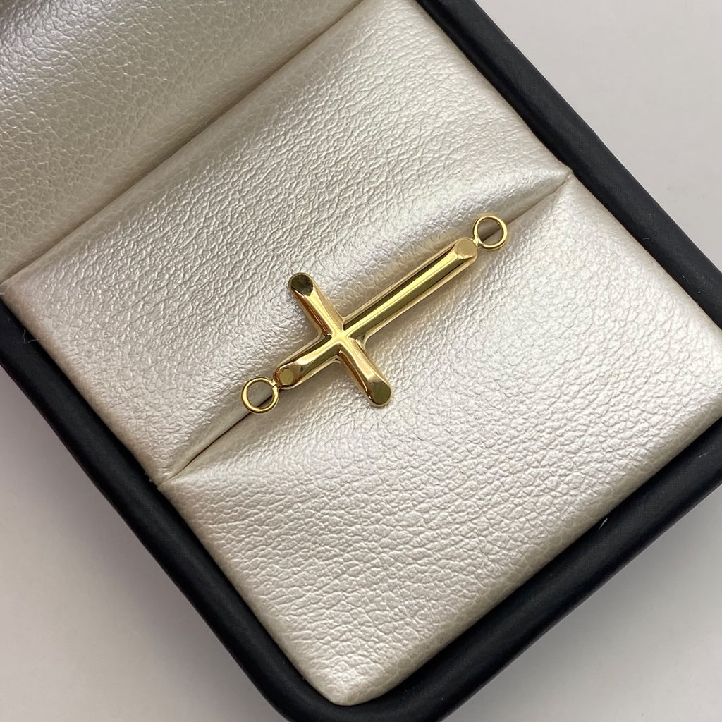 Herraje cruz lisa Oro amarillo 18k 0,52 Gr / 2,5 Cm