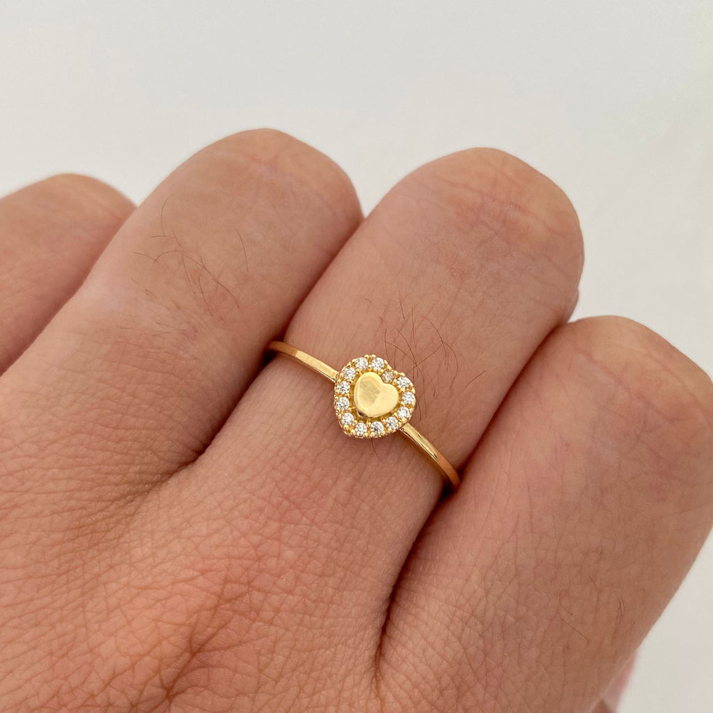 Anillo Corazon Casting Oro amarillo 18k / Talla 7 1/2 / 1,45 Gr / 1 mm