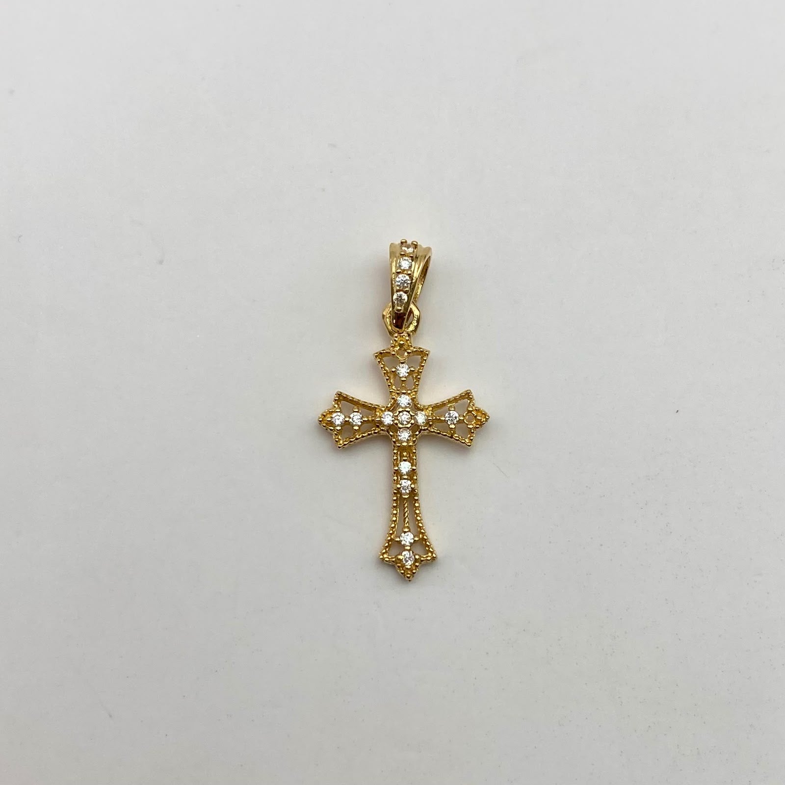 Dije cruz circones blancos Oro amarillo 18k 1 Gr / 12,65 mm / 2,5 Cm