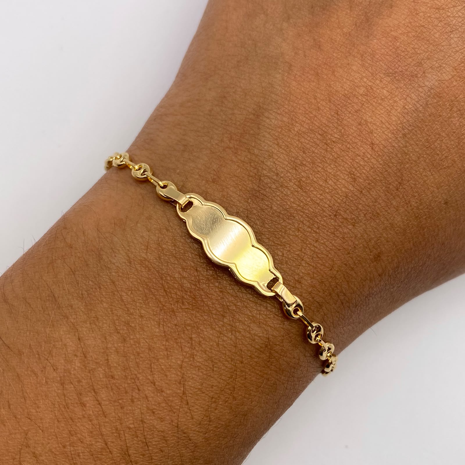 Pulso bebé gc placa nube Oro amarillo 18k 2,07 Gr / 3,2 mm / 16 Cm Broche 0,20
