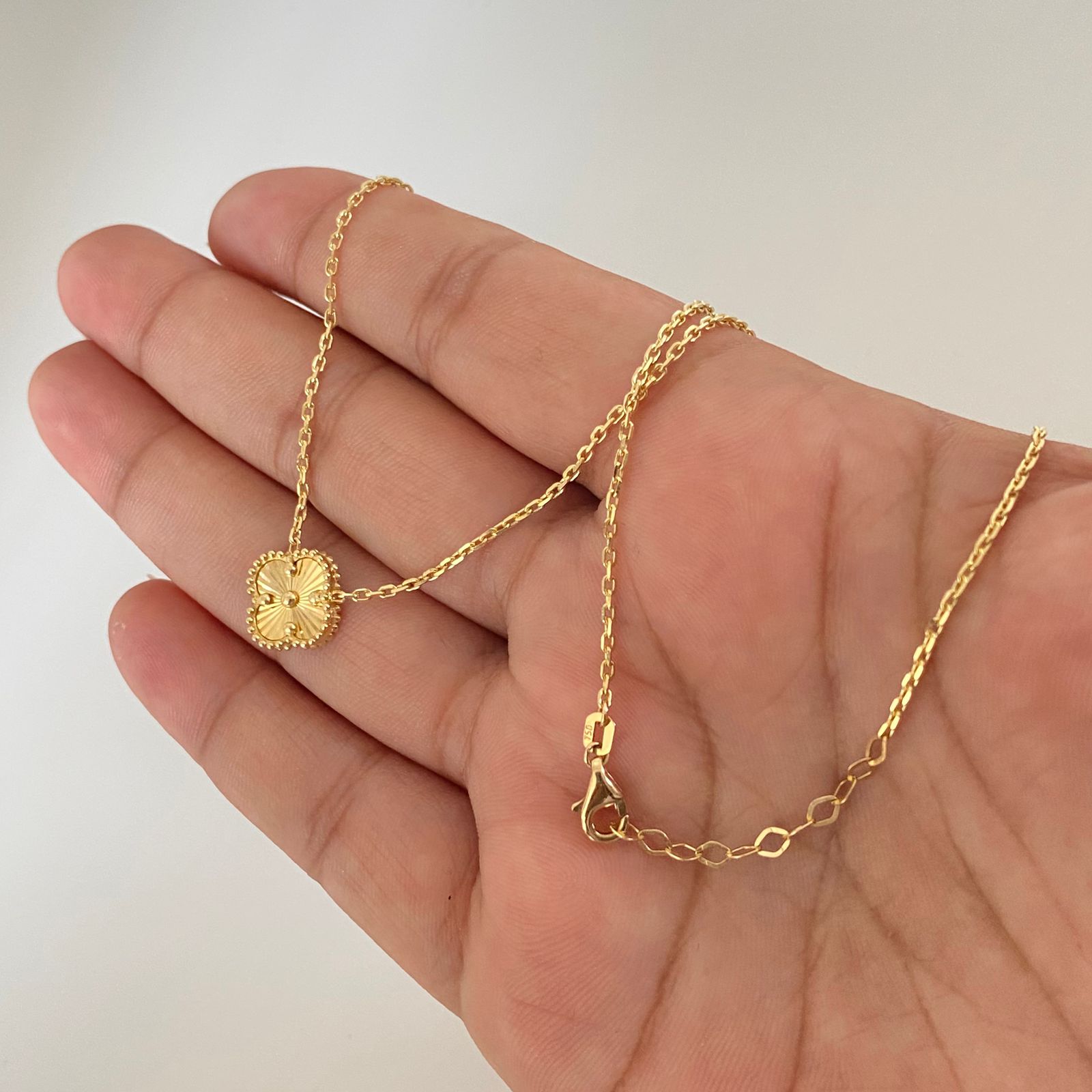Cadena It trio trebol diamantado graduable Oro amarillo 18k +4 / 6,85 Gr / 10 mm / 42 Cm