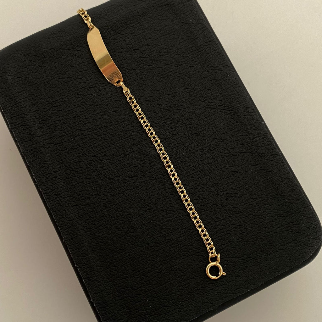Pulso bebé Placa aro doble Oro amarillo 18k 1,30 Gr / 2,3 mm / 15 Cm Broche 0,30