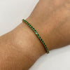 Pulso Tennis circones verdes Oro amarillo 18k +4 / 9,6 Gr / 2,7 mm / 19 Cm