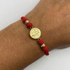Pulsera tejida Herraje de san benito y bolas diamantadas mm Oro amarillo 18k 0,9 Gr