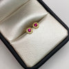 Topos Circulo borde blanco y centro fucsia Oro amarillo 18k 0,75 Gr / 5,4 mm