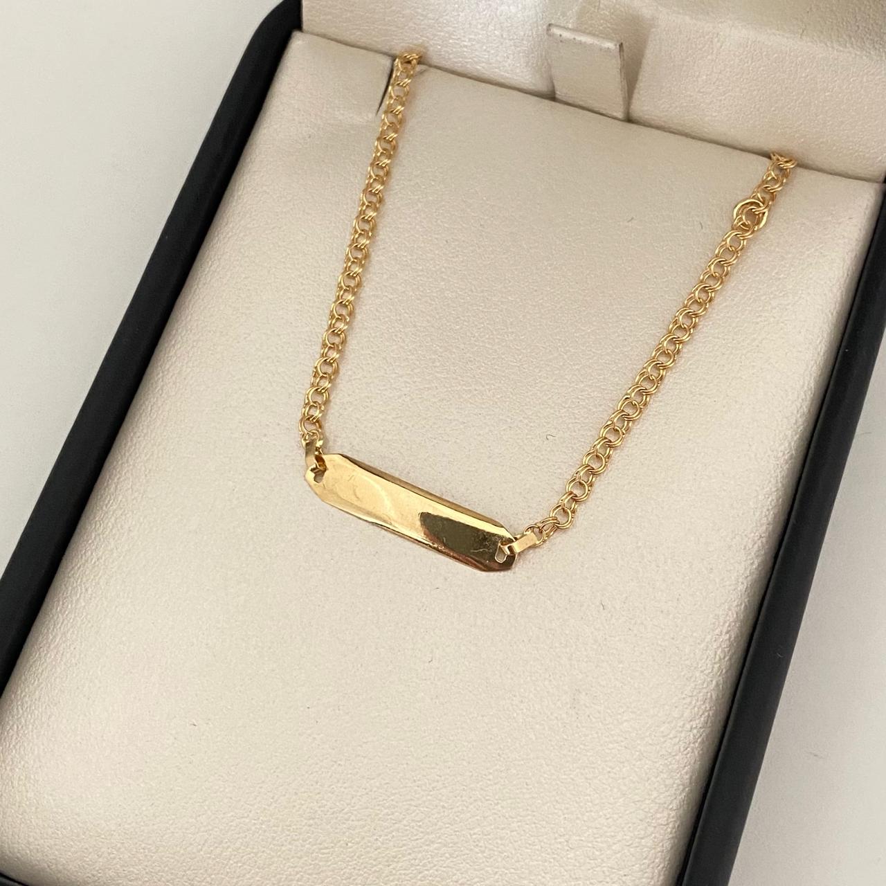 Pulso bebé placa rectangular biselada aro doble Oro amarillo 18k 1,40 Gr / 2,2 mm / 14,5 Cm Broche 0,15