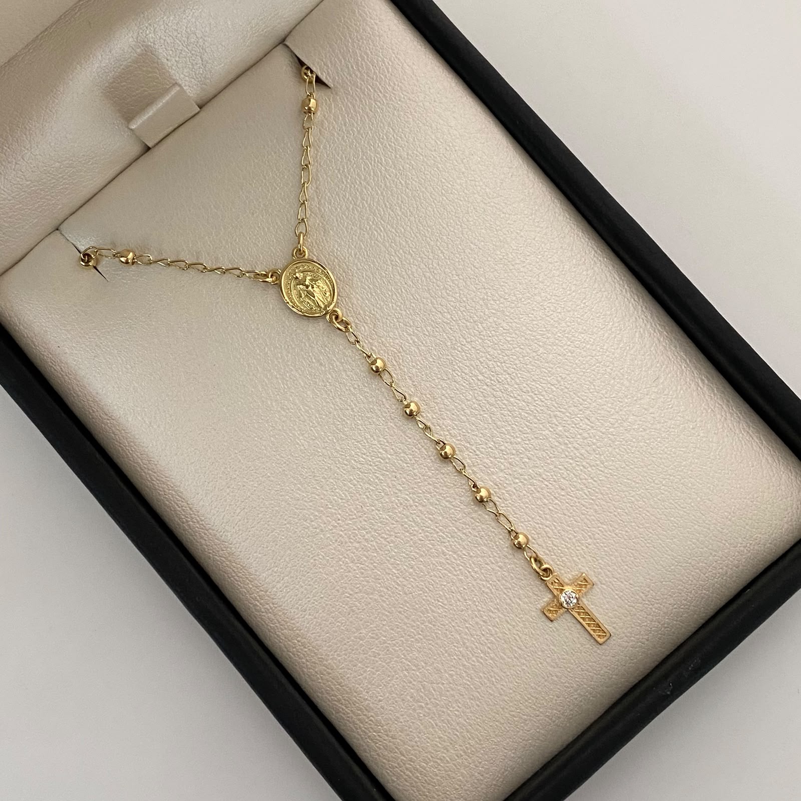 Rosario Bola Lisa Virgen Milagrosa Oro amarillo 18k 4,35 Gr / 2 mm / 55 Cm Broche 0,30