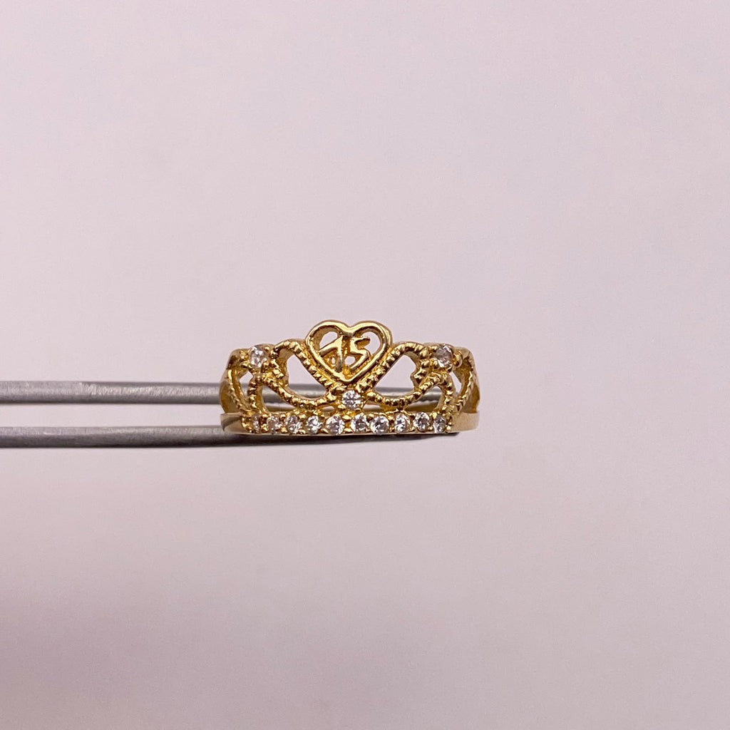 Anillo 15 circones blancos Oro amarillo 18k / Talla 6 / 2,09 Gr