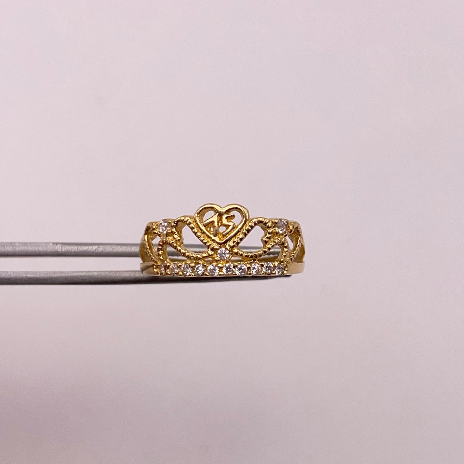 Anillo 15 circones blancos Oro amarillo 18k / Talla 6 / 2,09 Gr
