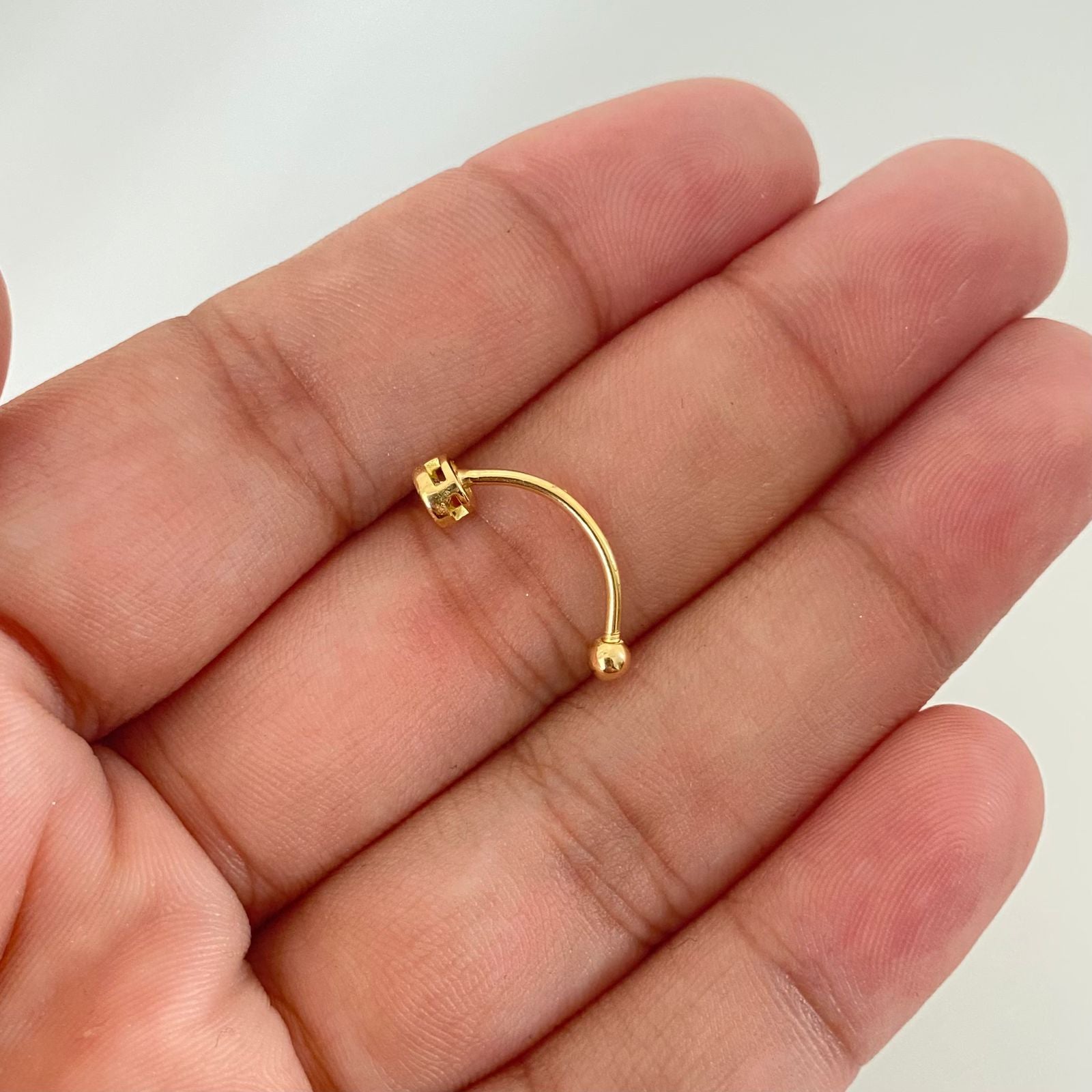 Piercing circon blanco ( joya ) Oro amarillo 18k 0,75 Gr