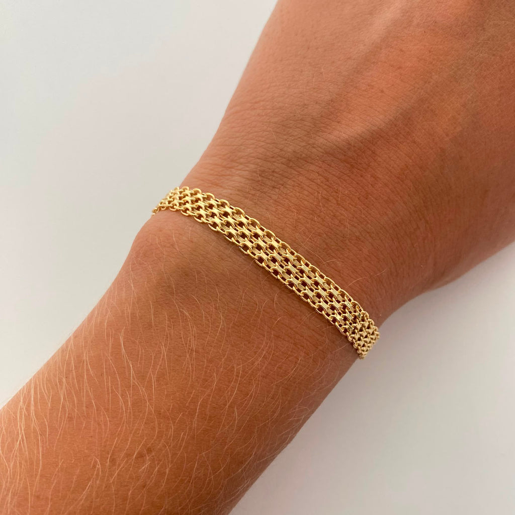 Pulso It China Dos Carriles Oro amarillo 18k +1 / 8,9 Gr / 6,2 mm / 20 Cm