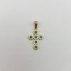 Dije circulos circoines verdes y blancos Oro amarillo 18k 1,6 Gr / 13,2 mm / 2,5 Cm