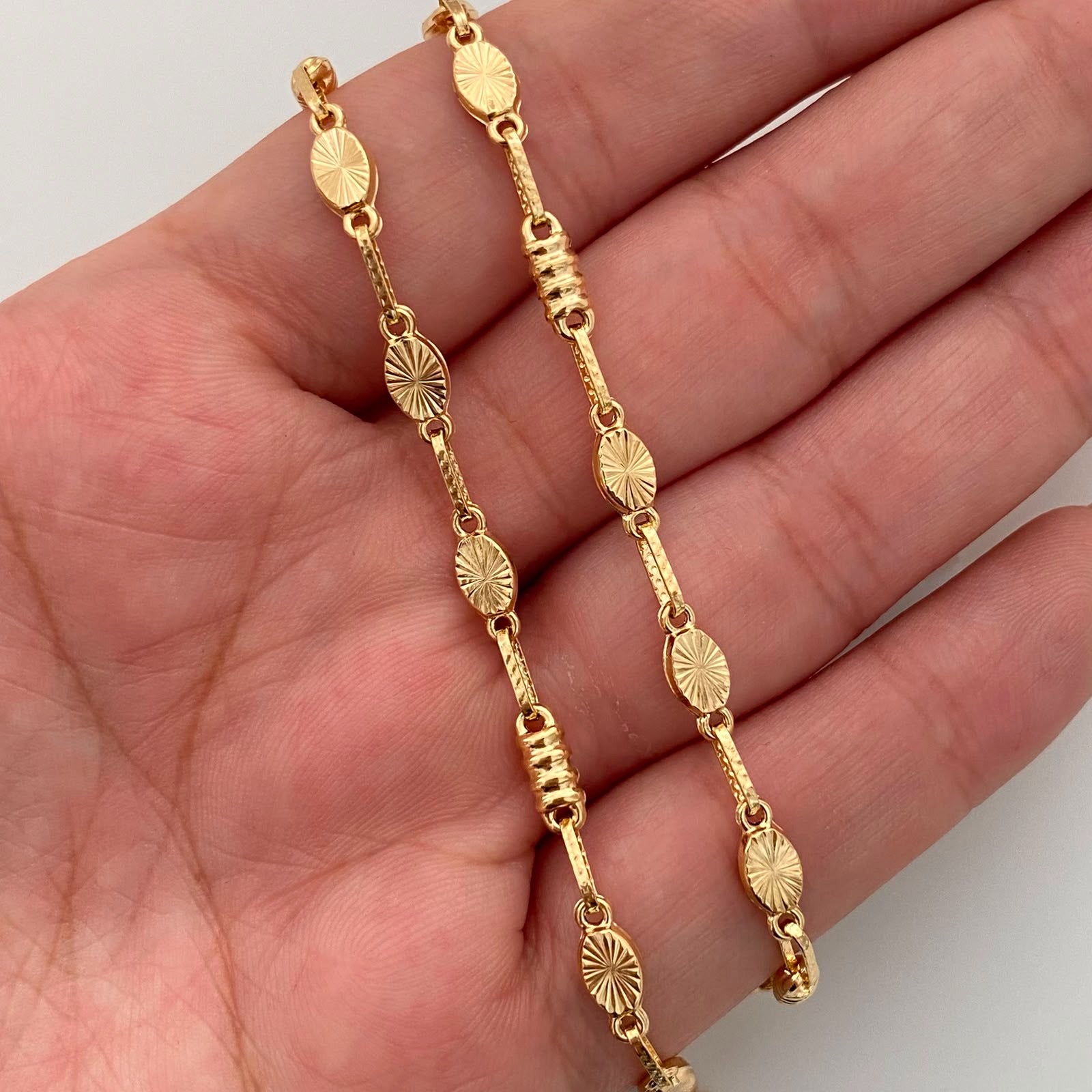 Cadena Rustica Circulo Diamantado Oro amarillo 18k 9,85 Gr / 3,6 mm / 60 Cm