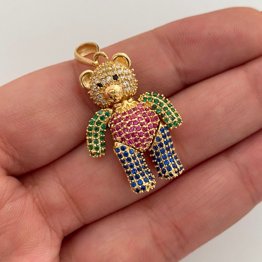 Dije Oso Articulado Casting Multicolor Oro amarillo 18k 8,45 Gr / 17,8 mm / 3,4 Cm