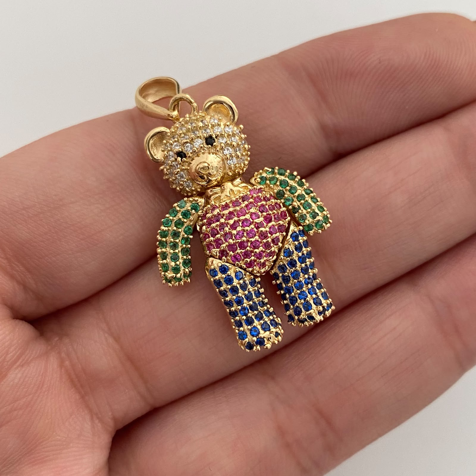 Dije Oso Articulado Casting Multicolor Oro amarillo 18k 8,45 Gr / 17,8 mm / 3,4 Cm