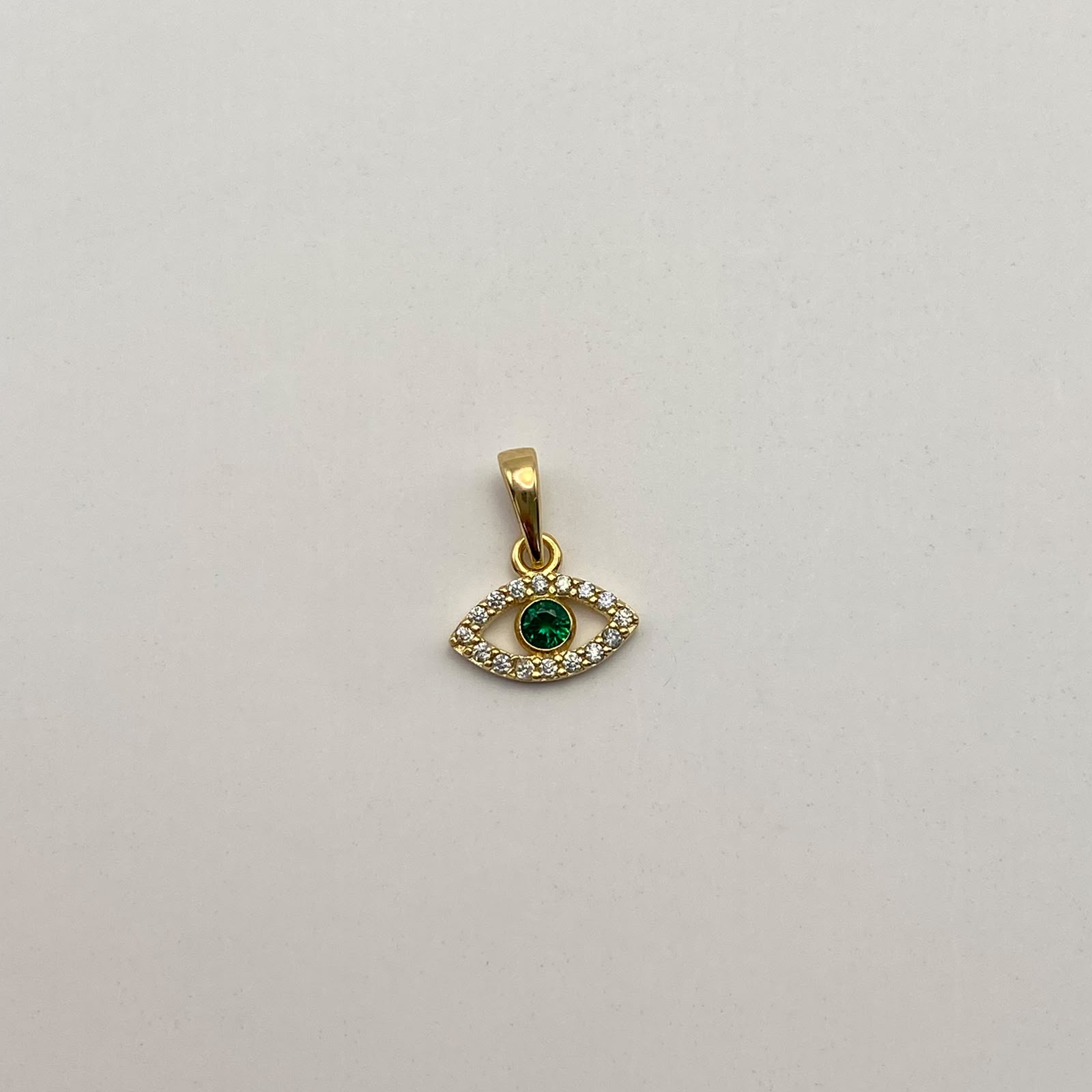 Dije Ojo turco circon verde Oro amarillo 18k 0,6 Gr / 10 mm / 1,2 Cm