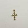 Dije Cruz circones verdes Oro amarillo 18k 2,05 Gr / 16,4 mm / 3,1 Cm