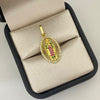 Dije virgen guadalupe ovalo casting colores Oro amarillo 18k 1,95 Gr / 2,7 Cm