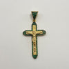 Dije Cruz circones verdes Oro amarillo 18k 7 Gr / 25,4 mm / 5,3 Cm