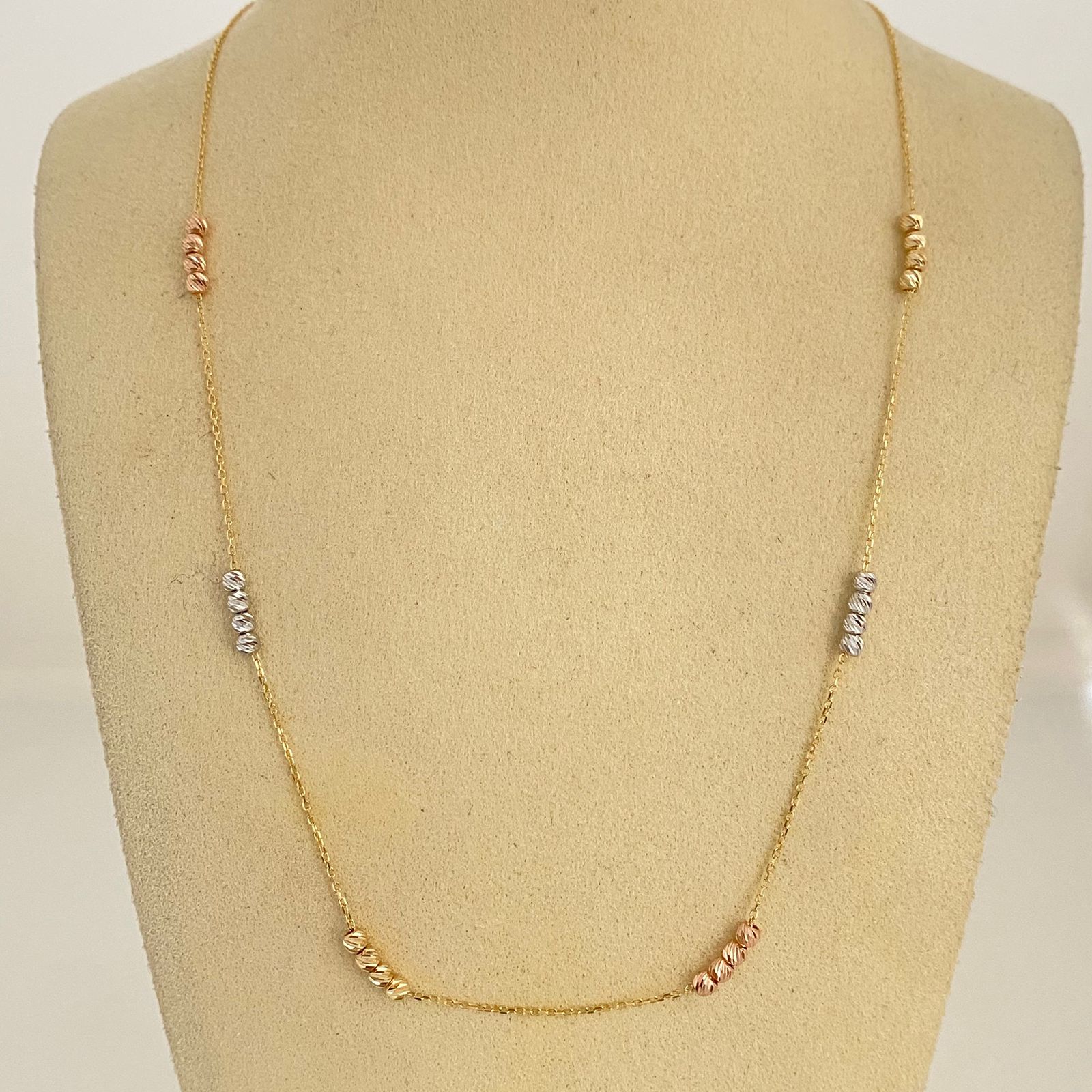 Cadena It balines diamantados Tres oros 18k +4 / 2,45 Gr / 3,0 mm / 47 Cm