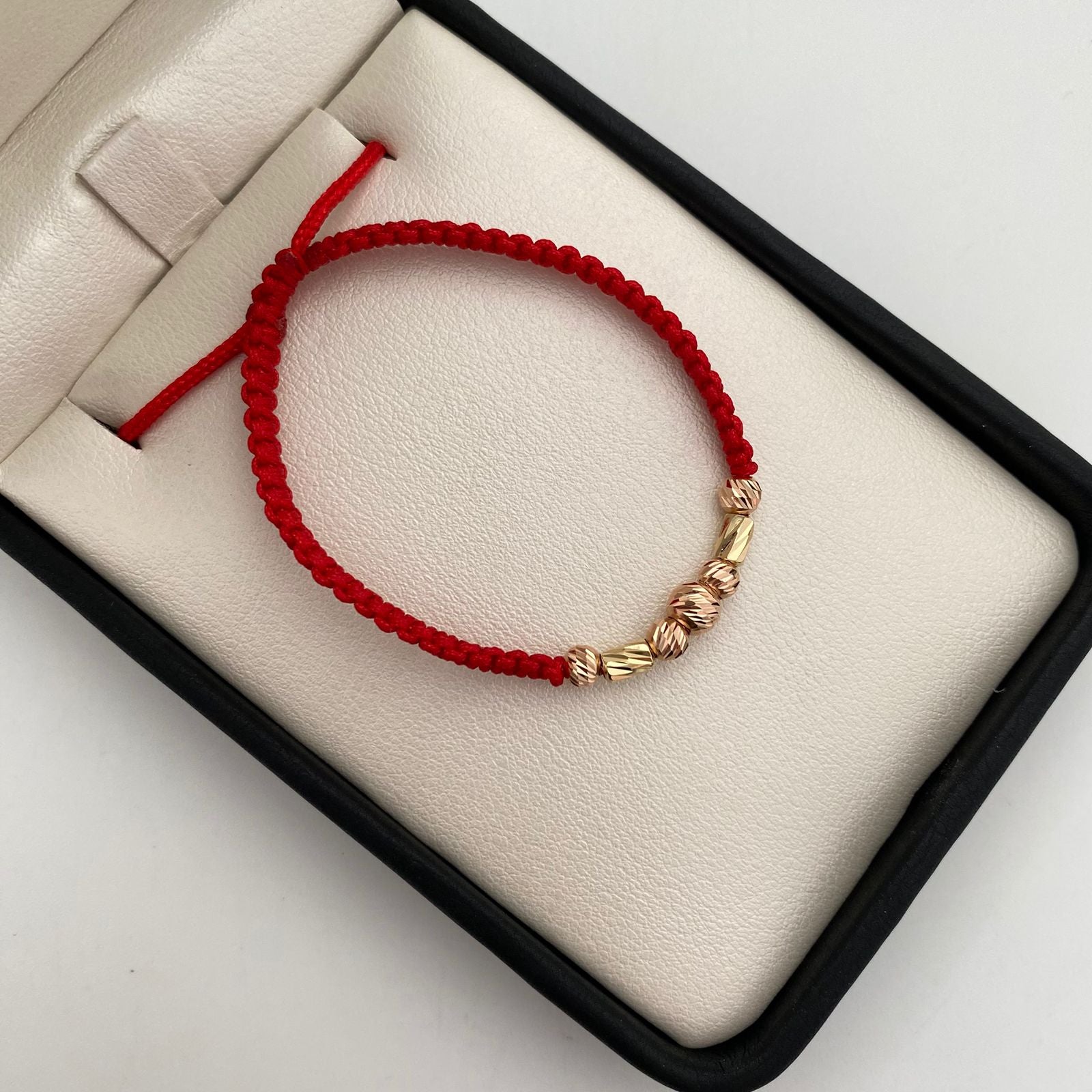Pulsera tejida con cilindros y balines diamantados 5mm 4mm  Oro amarillo y Oro rosa 18k 0,75 Gr