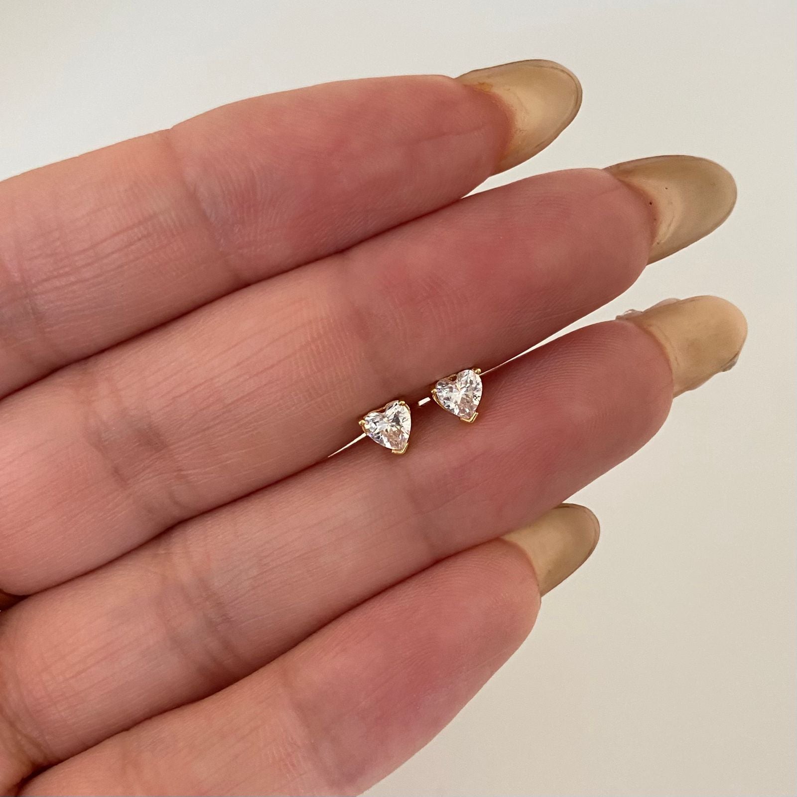 Topos circon blanco forma corazón Oro amarillo 18k 0,7 Gr / 4,6 mm