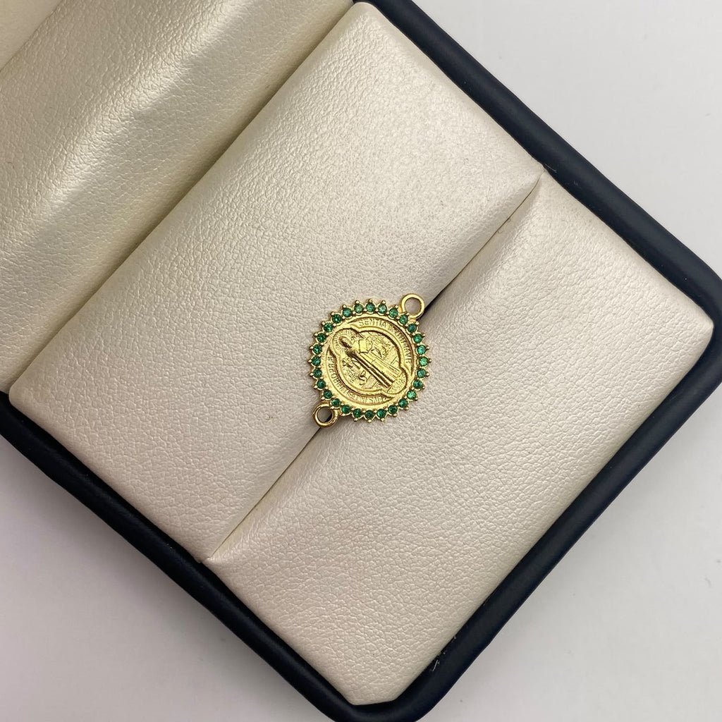 Herraje san benito circones verdes Oro amarillo 18k 1,45 Gr / 2 Cm