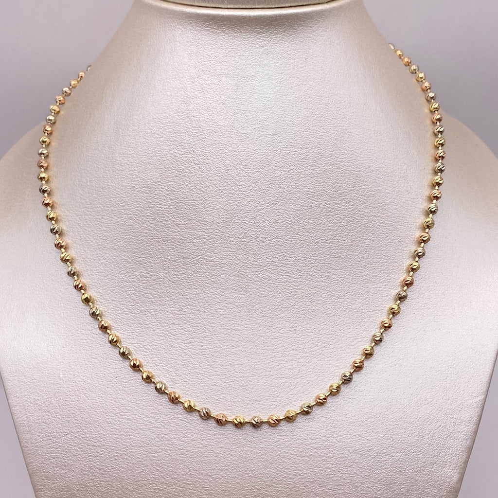 Cadena Militar luna diamantada Tres oros 18k +1 / 16,85 Gr / 3 mm / 60 Cm Broche 0,40