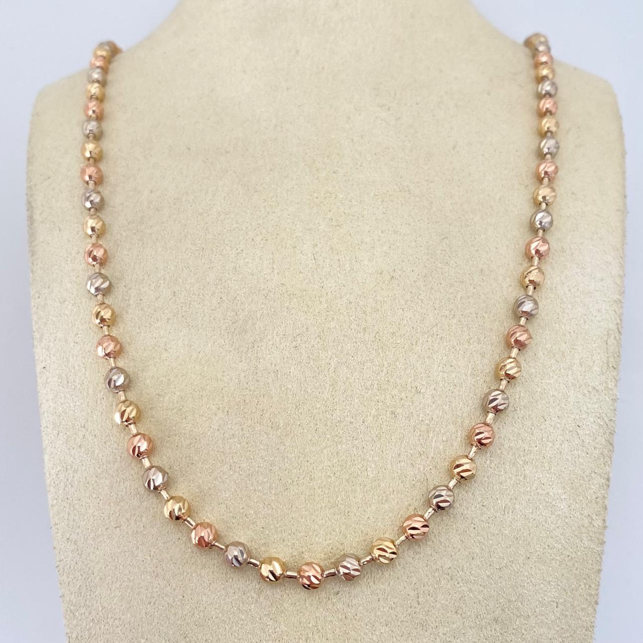 Cadena militar balin diamantado Tres oros 18k 22,80 Gr / 4,0 mm / 60 Cm Broche 0,80