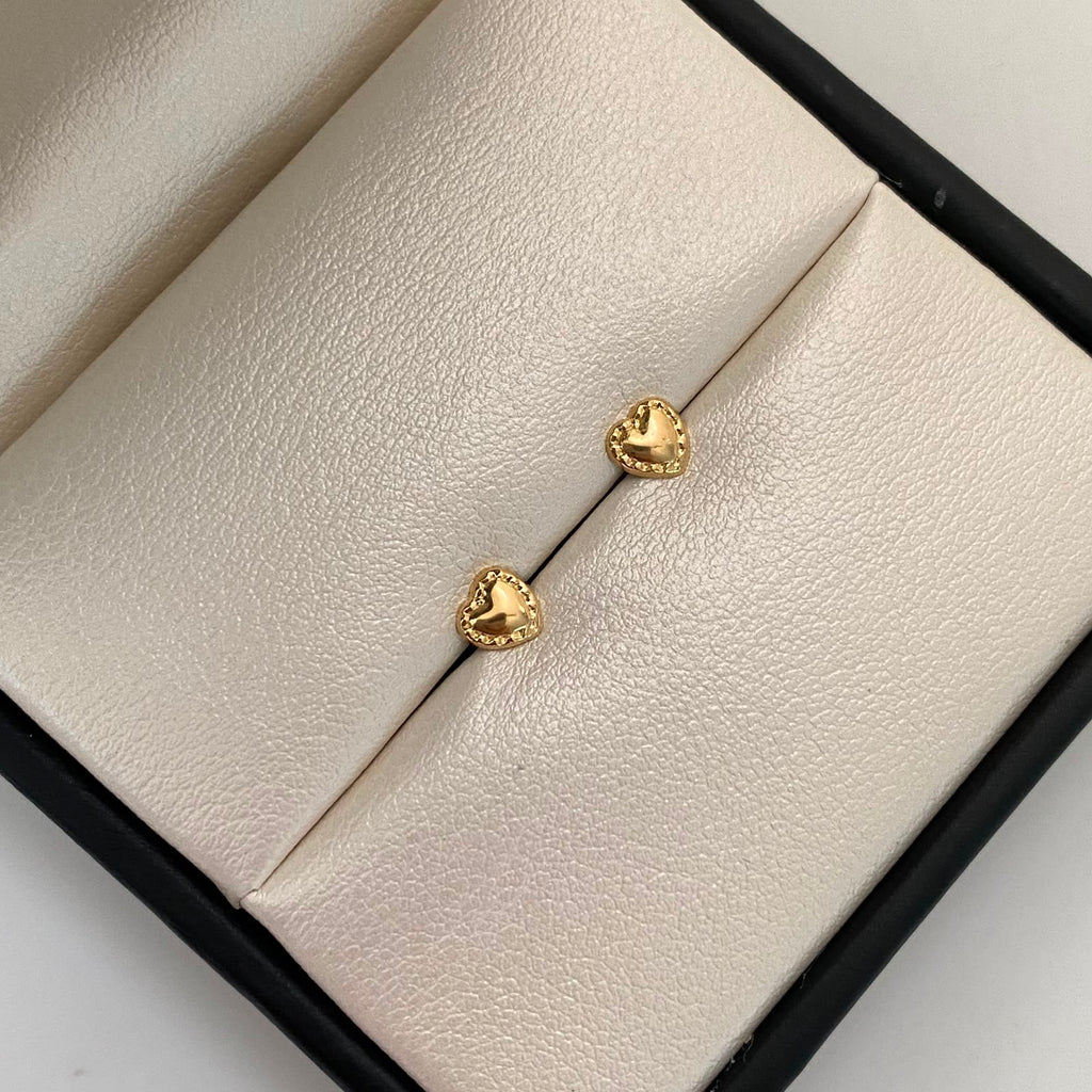 Topos corazon inflado borde punticos Oro amarillo 18k 0,45 Gr / 5 mm