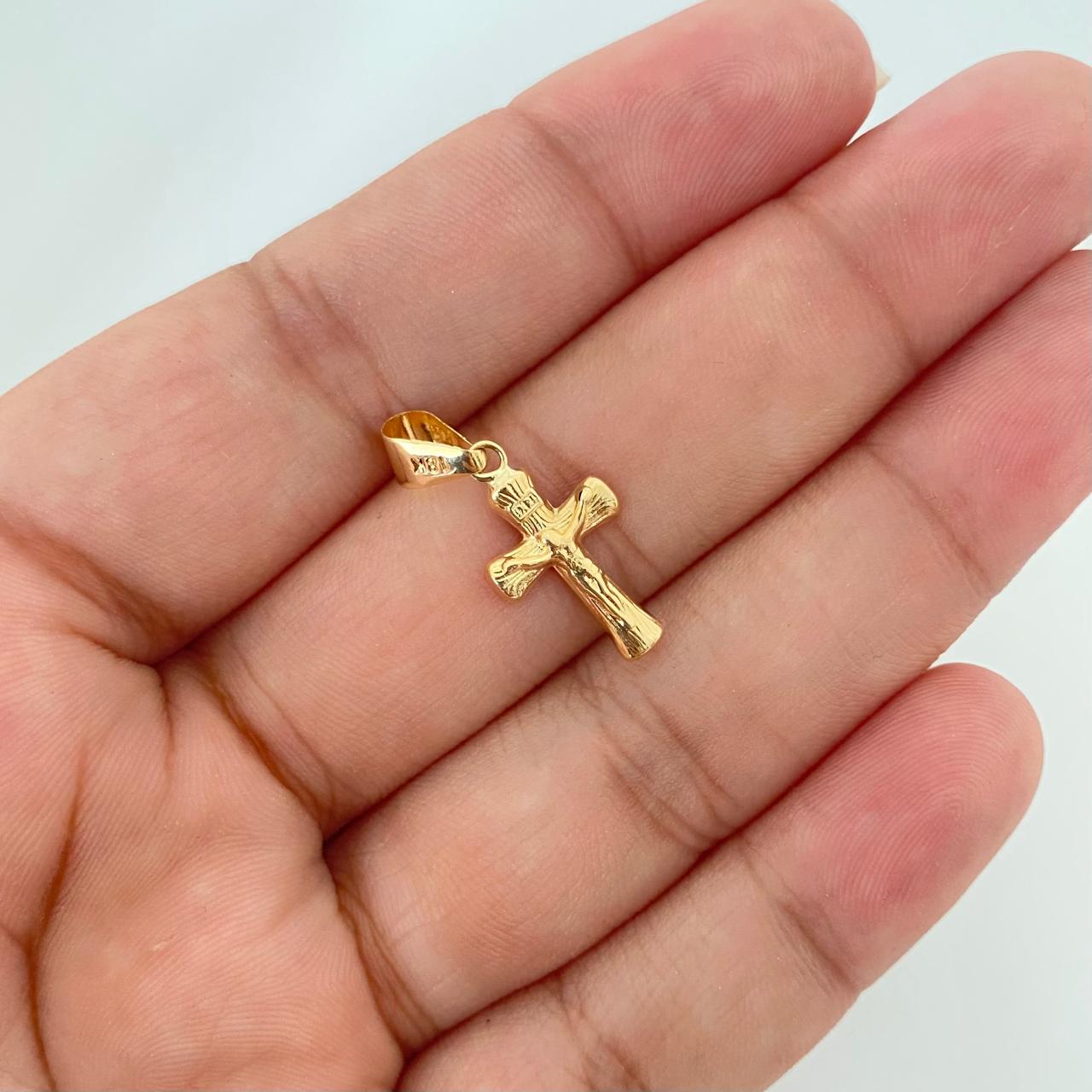 Dije cruz cristo diamantada Oro amarillo 18k 0,6 Gr / 2,5 Cm