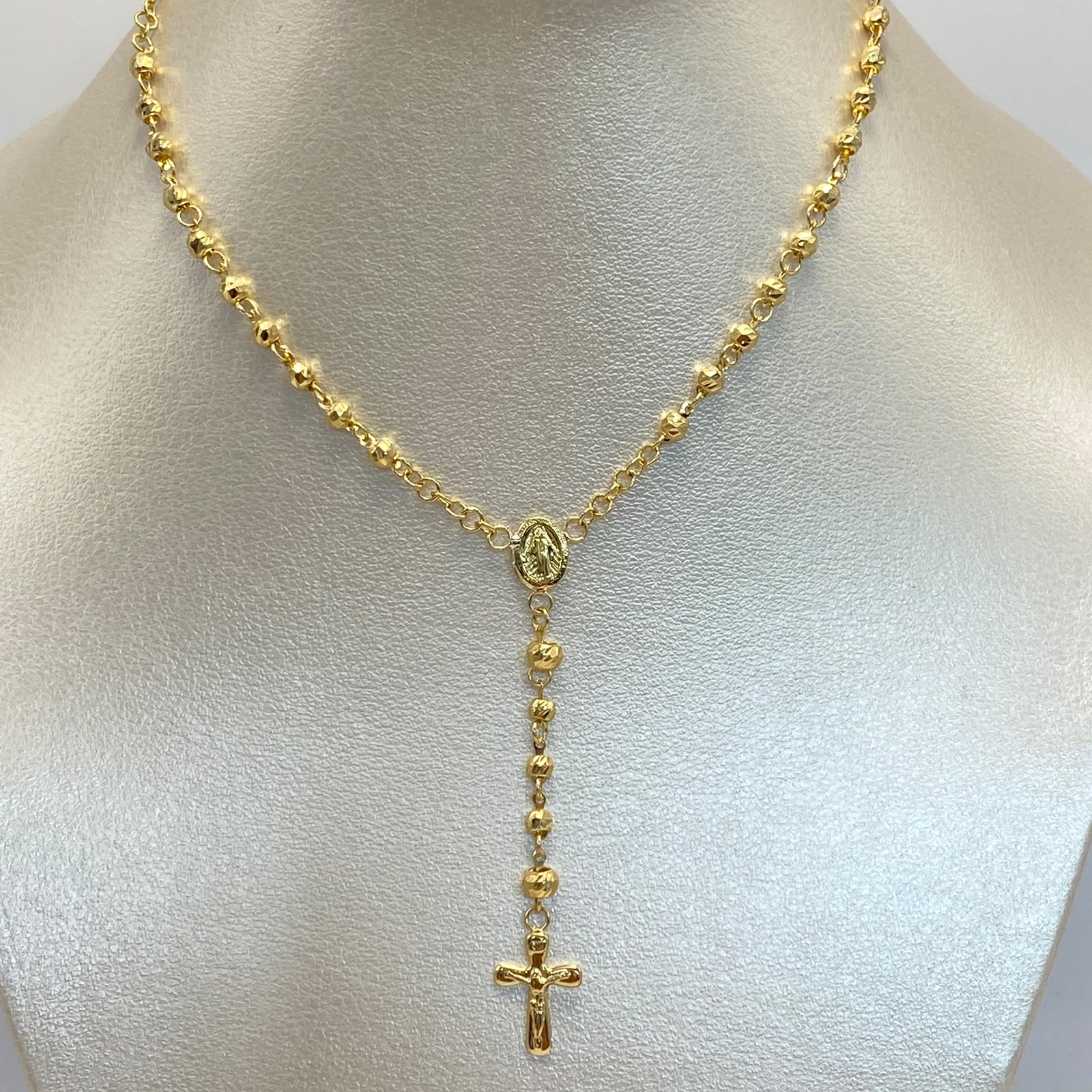 Rosario diamantado aros lisos  Oro amarillo 7,60 Gr / 2,5 mm / 52 Cm Broche 0,40