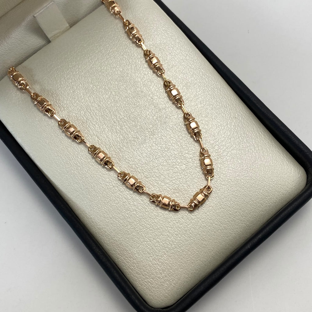 Cadena Rustica Barriles  Oro rosa 6,65 Gr / 3,6 mm / 60 Cm Broche 0,40