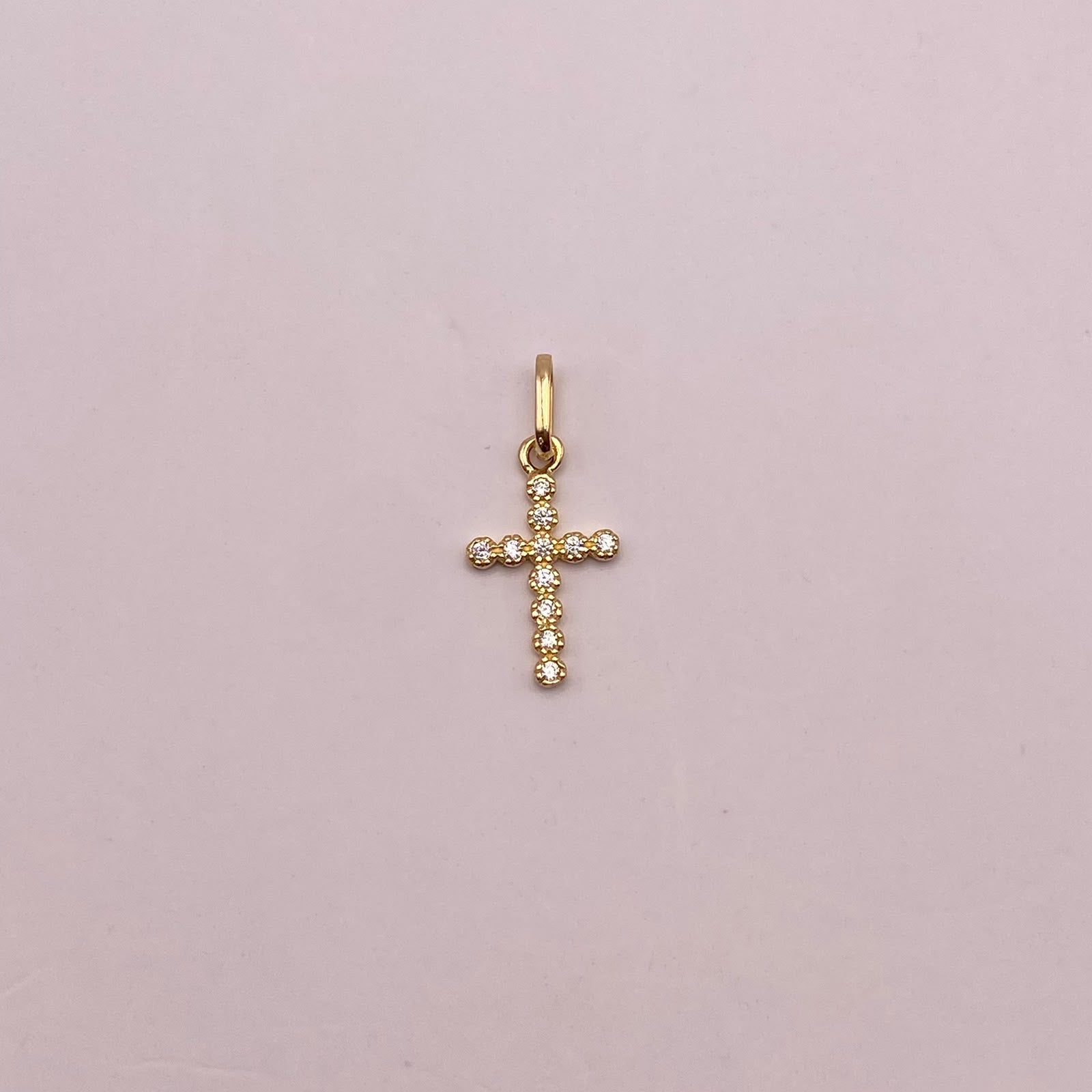 Dije Cruz circones blancos Oro amarillo 18k 0,73 Gr / 9,8 mm / 2,2 Cm