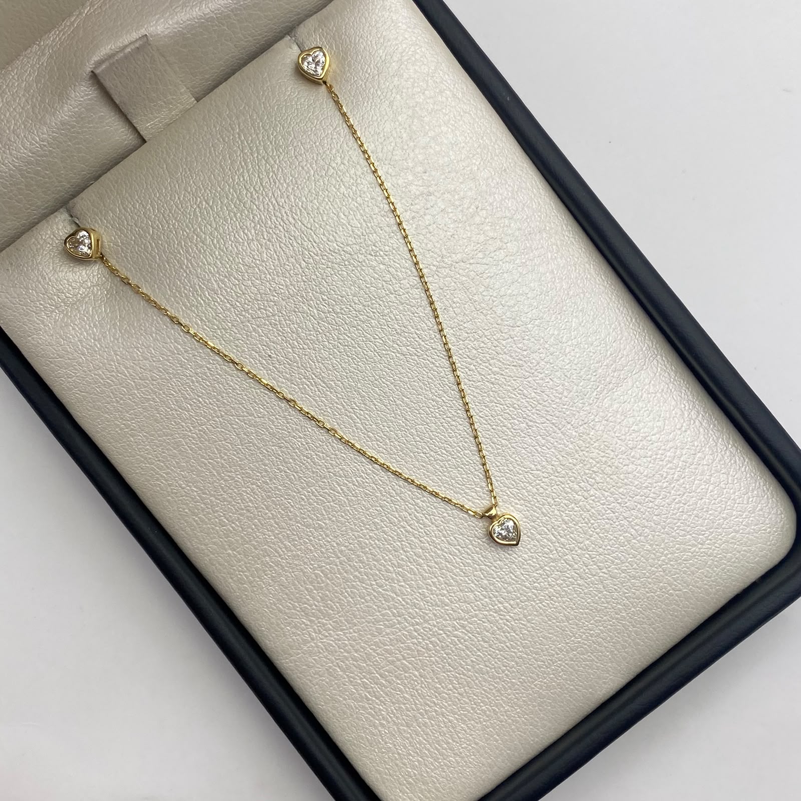 Cadena It Mini rollon + dije de corazon circon blanco+ topos Oro amarillo 18k +4 / 2,49 Gr / 0,6 mm / 45 Cm