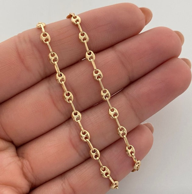 Cadena gc liso Oro amarillo 18k 6,05 Gr / 3,2 mm / 60 Cm Broche 0,40
