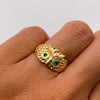 Anillo Buho Circones Verdes Oro amarillo 18k / Talla 5 1/2 / 4,95 Gr / 3,6 mm