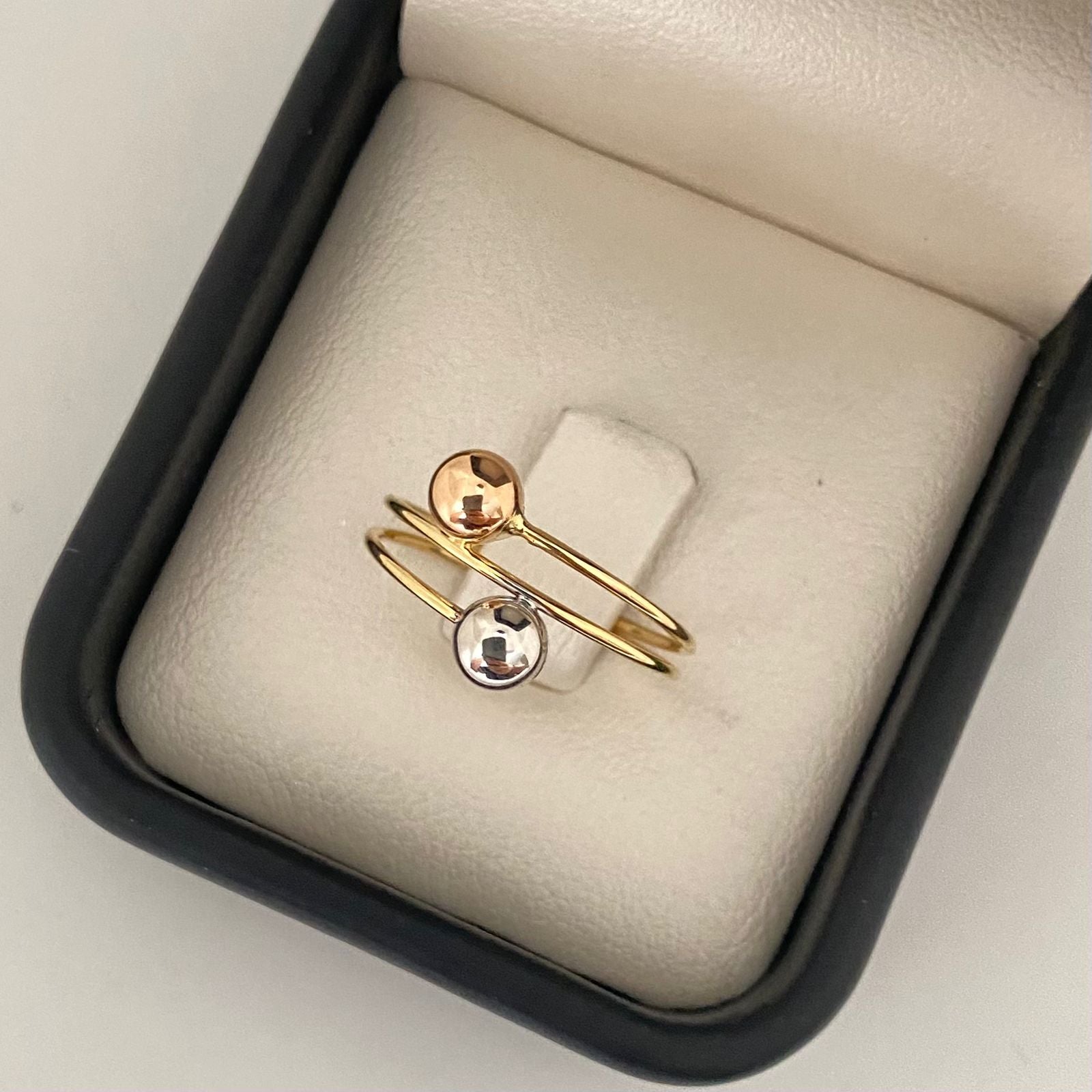 Anillo triple fila tu y yo Tres oros 18k / Talla 7 1/4 / 1,40 Gr