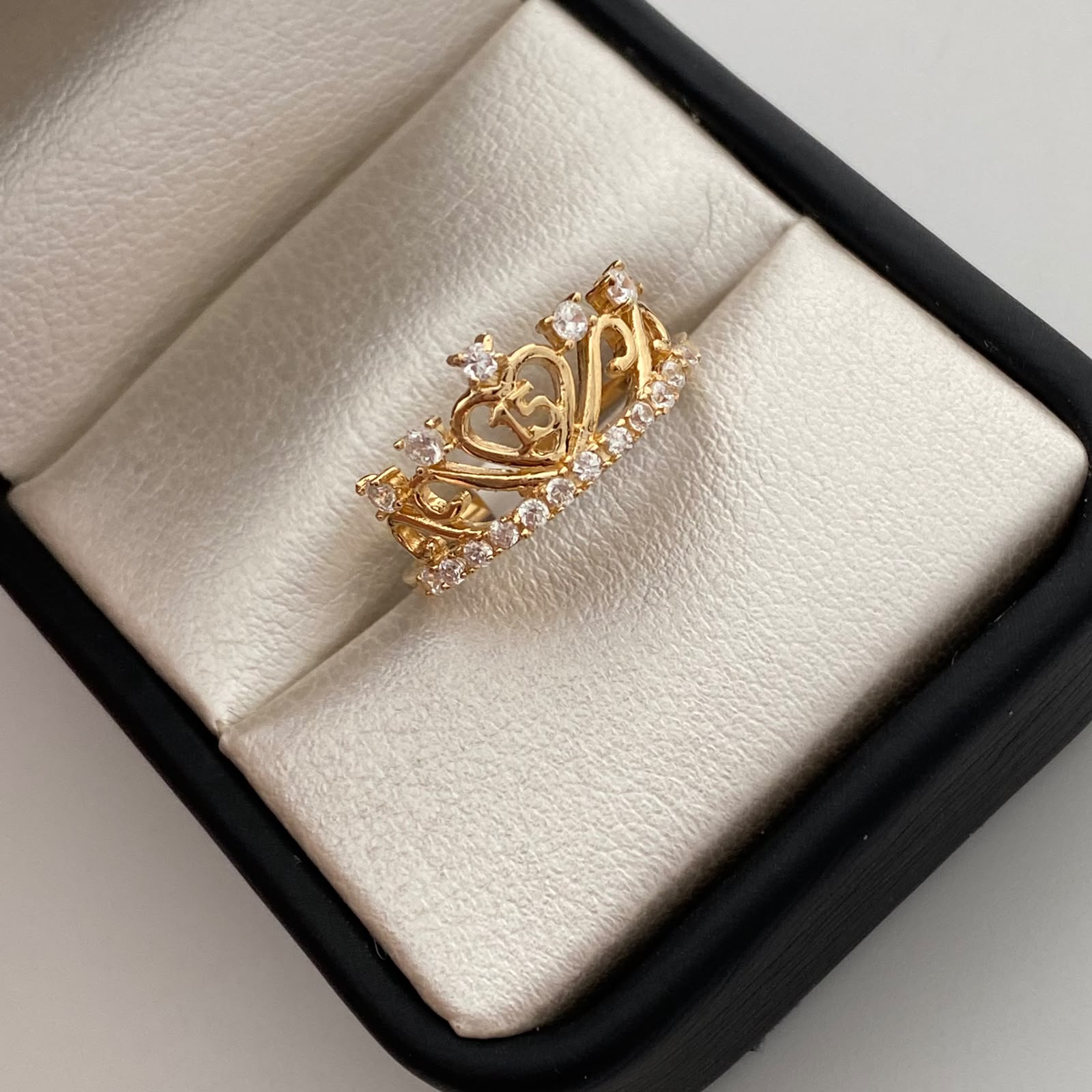 Anillo 15 Casting Blanco Oro amarillo 18k / Talla 7 / 2,6 Gr