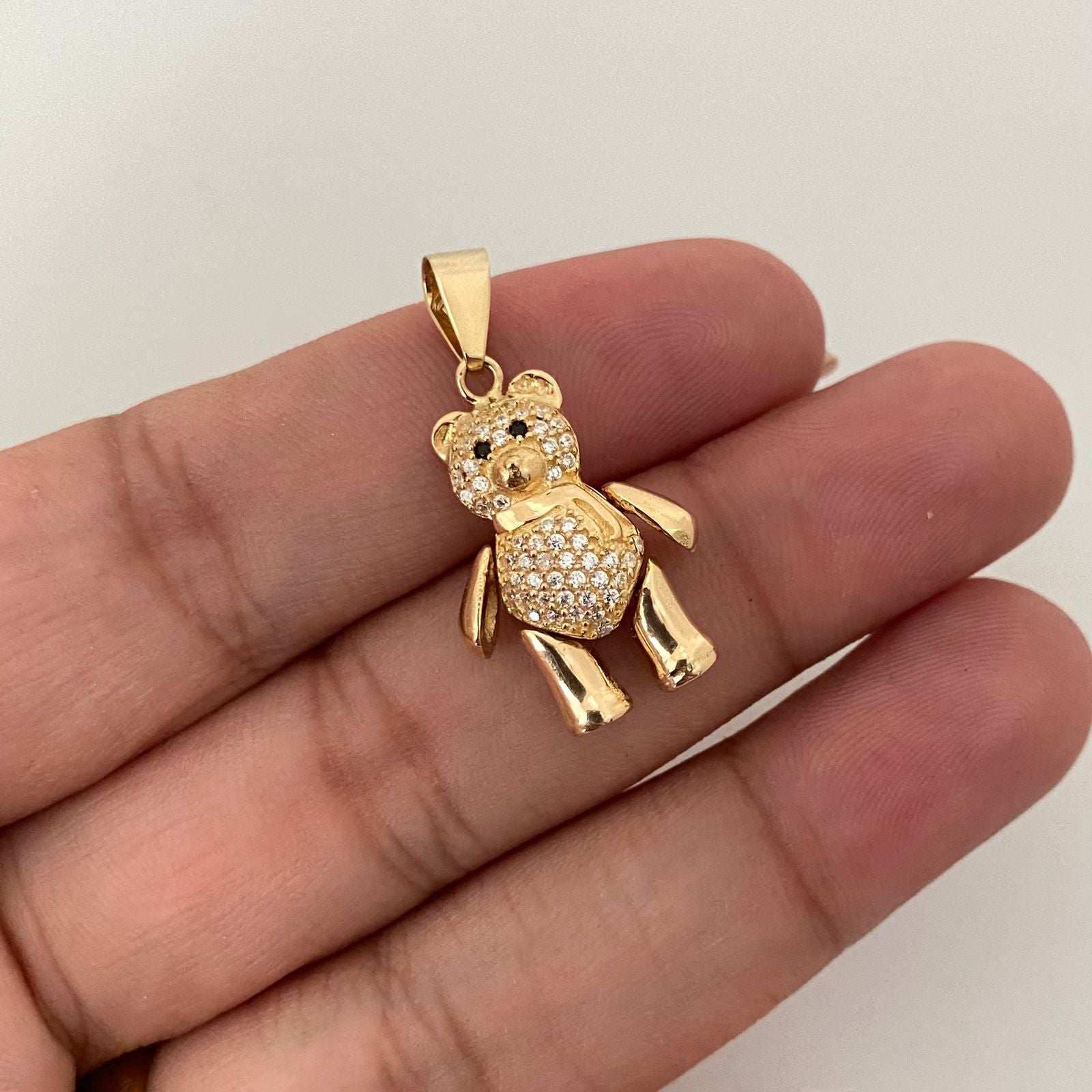 Dije oso articulado bufanda casting ojos negros Oro amarillo 18k 4,80 Gr / 3,0 Cm