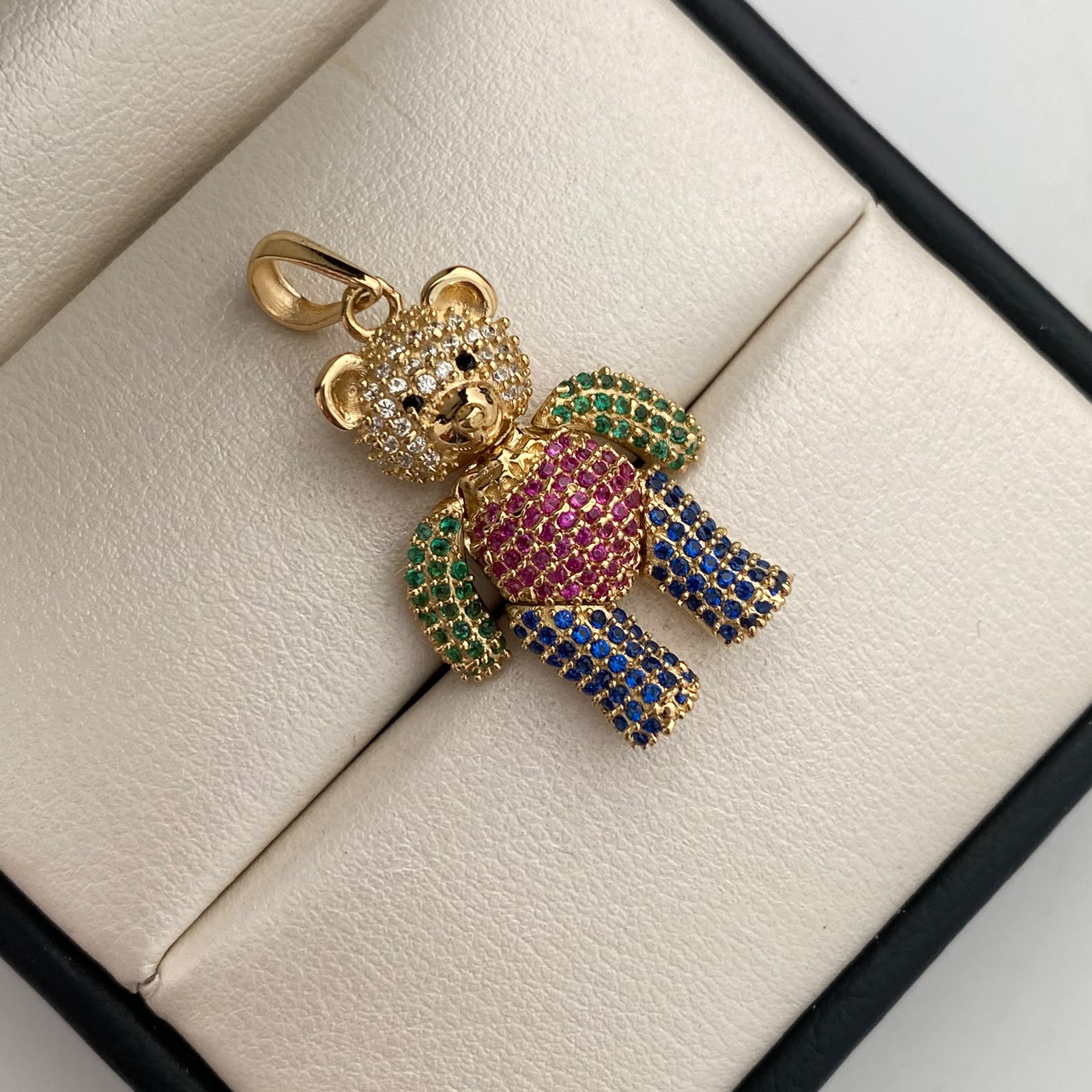 Dije Oso Articulado Casting Multicolor Oro amarillo 18k 8,45 Gr / 17,8 mm / 3,4 Cm