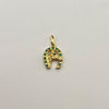 Dije Herradura y caballo circones verdes Oro amarillo 18k 1,9 Gr / 11,5 mm / 2 Cm