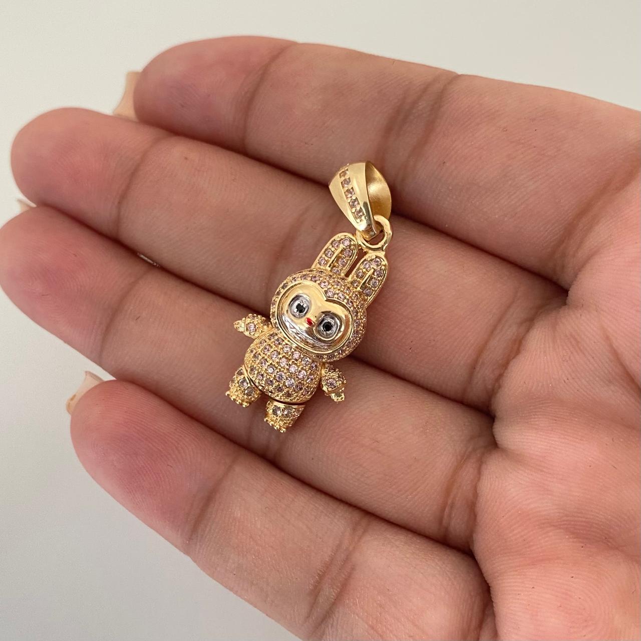 Dije caricatura LB casting rosa Oro amarillo 18k 6,4 Gr / 3,2 Cm