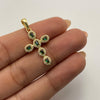 Dije Cruz circones verdes Oro amarillo 18k 2,05 Gr / 16,4 mm / 3,1 Cm