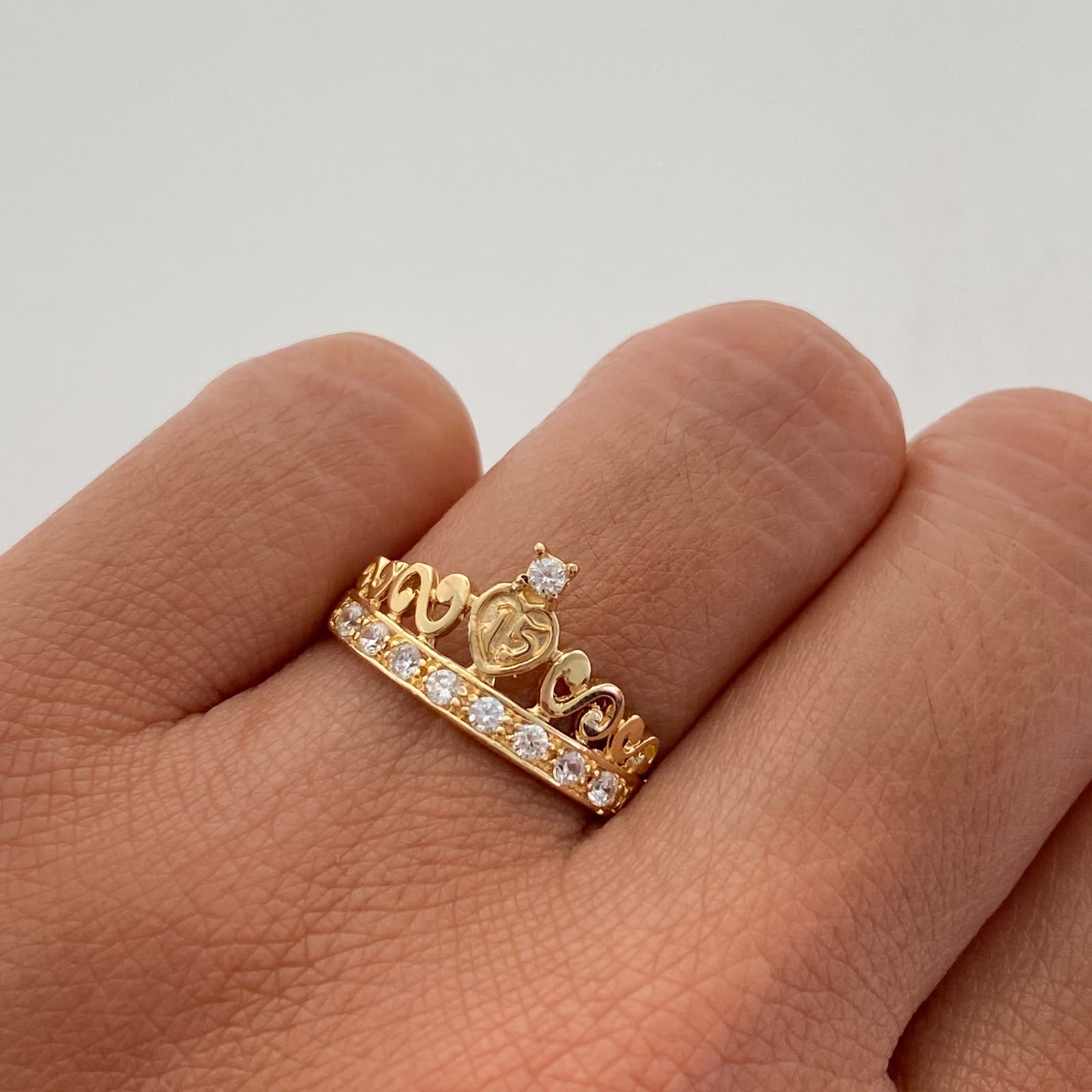 Anillo 15 Casting Blanco Oro amarillo 18k / Talla 7 / 2,45 Gr