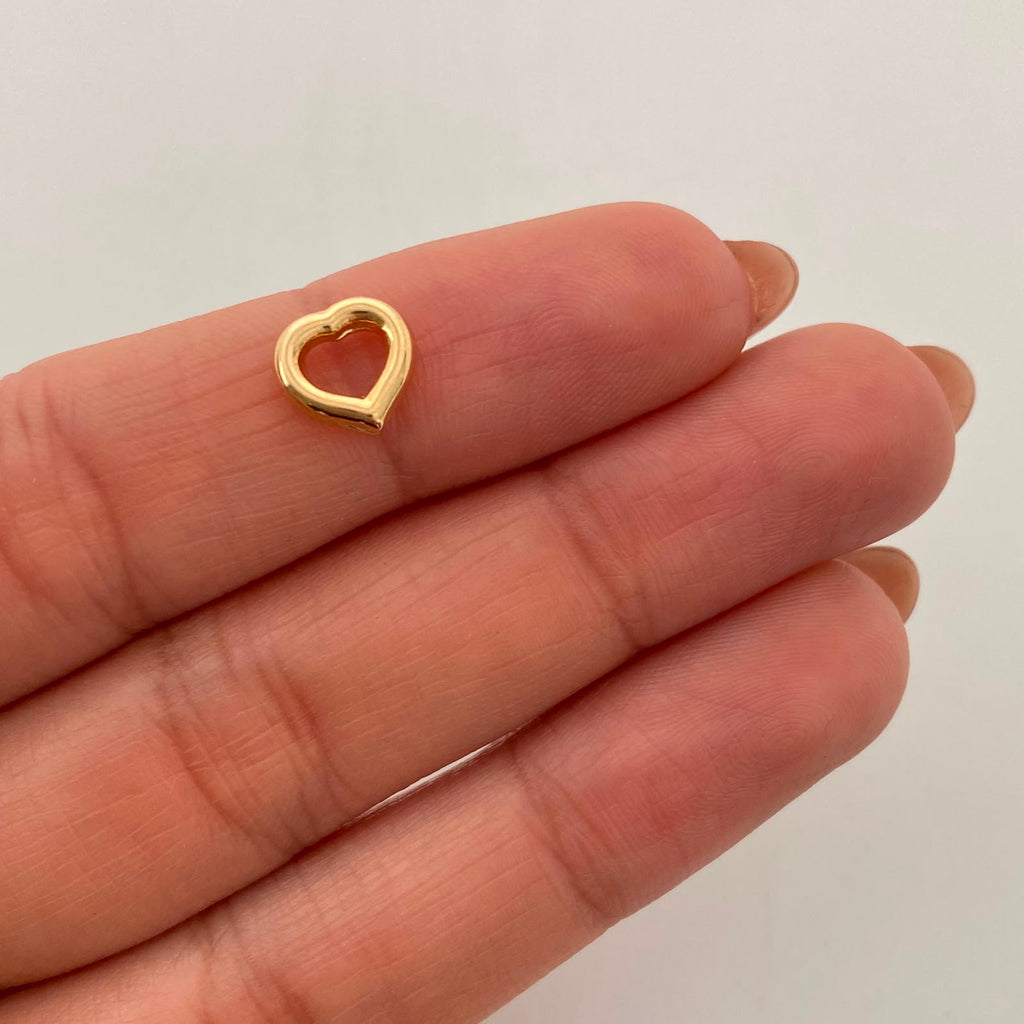 Herraje Corazon Silueta Pasante Oro amarillo 18k 0,3 Gr / 0,7 Cm