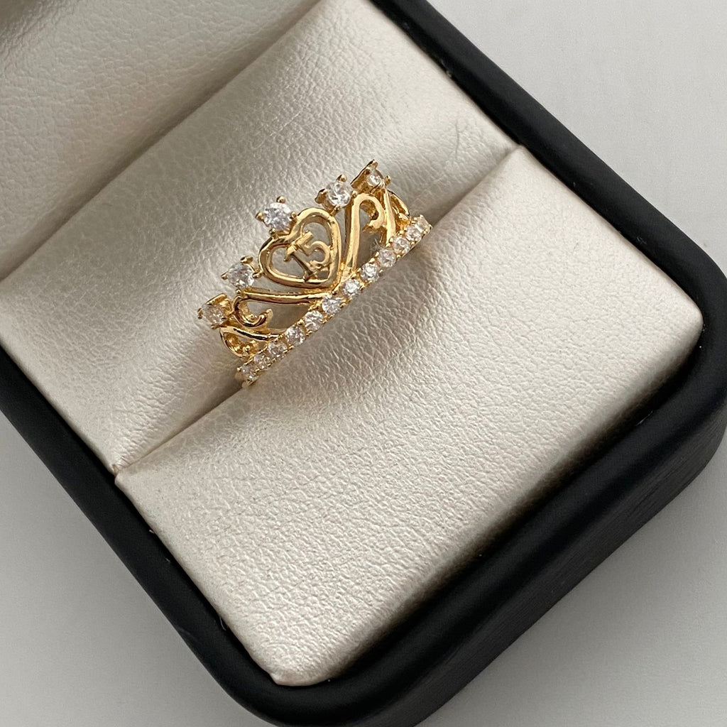 Anillo 15 Casting Blanco Oro amarillo 18k / Talla 7 / 2,5 Gr