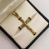 Dije cruz cristo circones blancos y negros Oro amarillo y Oro blanco 18k 7,75 Gr / 25,75 mm / 5,5 Cm