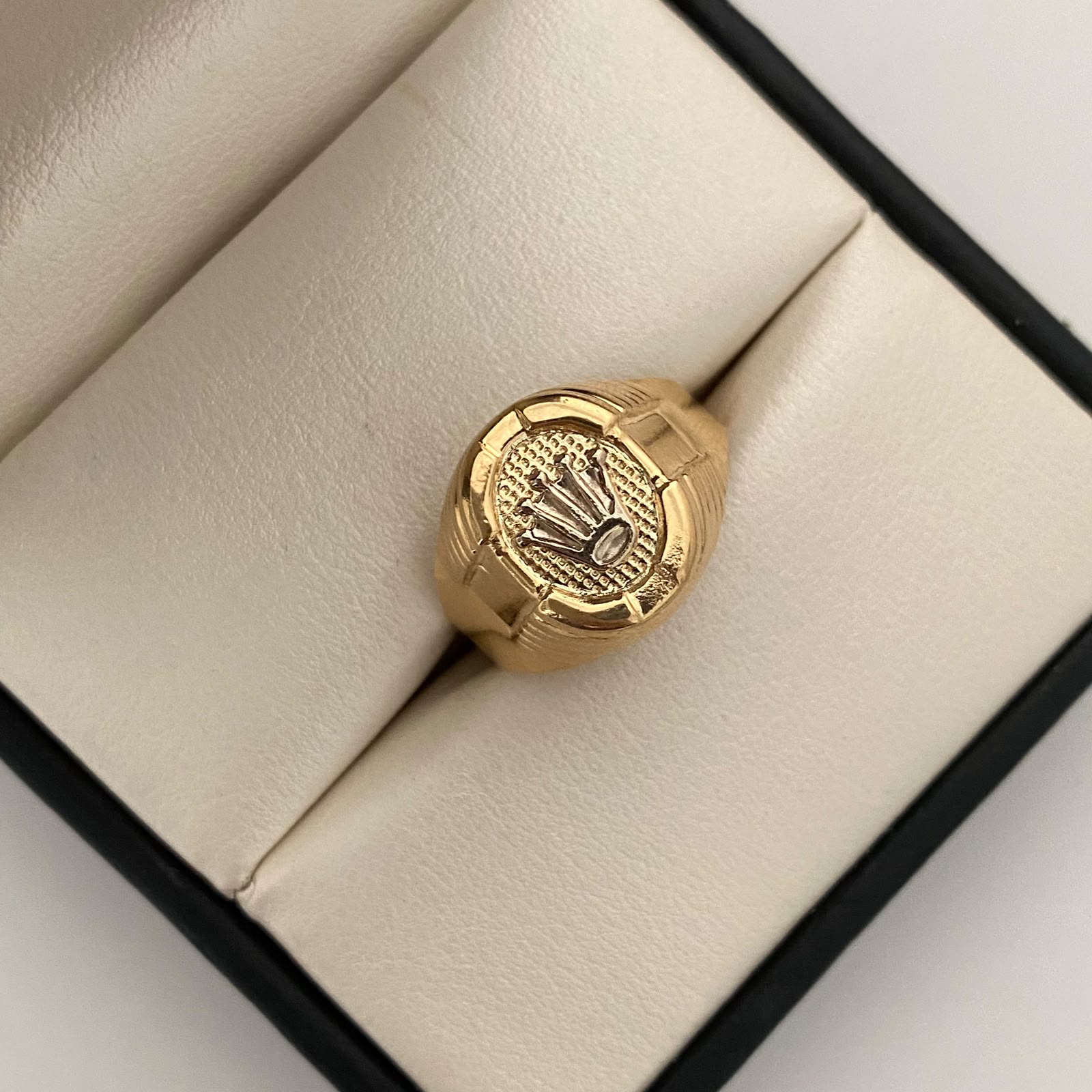 Anillo Corona Rx Oro amarillo y Oro blanco 18k / Talla 10 / 3,75 Gr / 4,2 mm